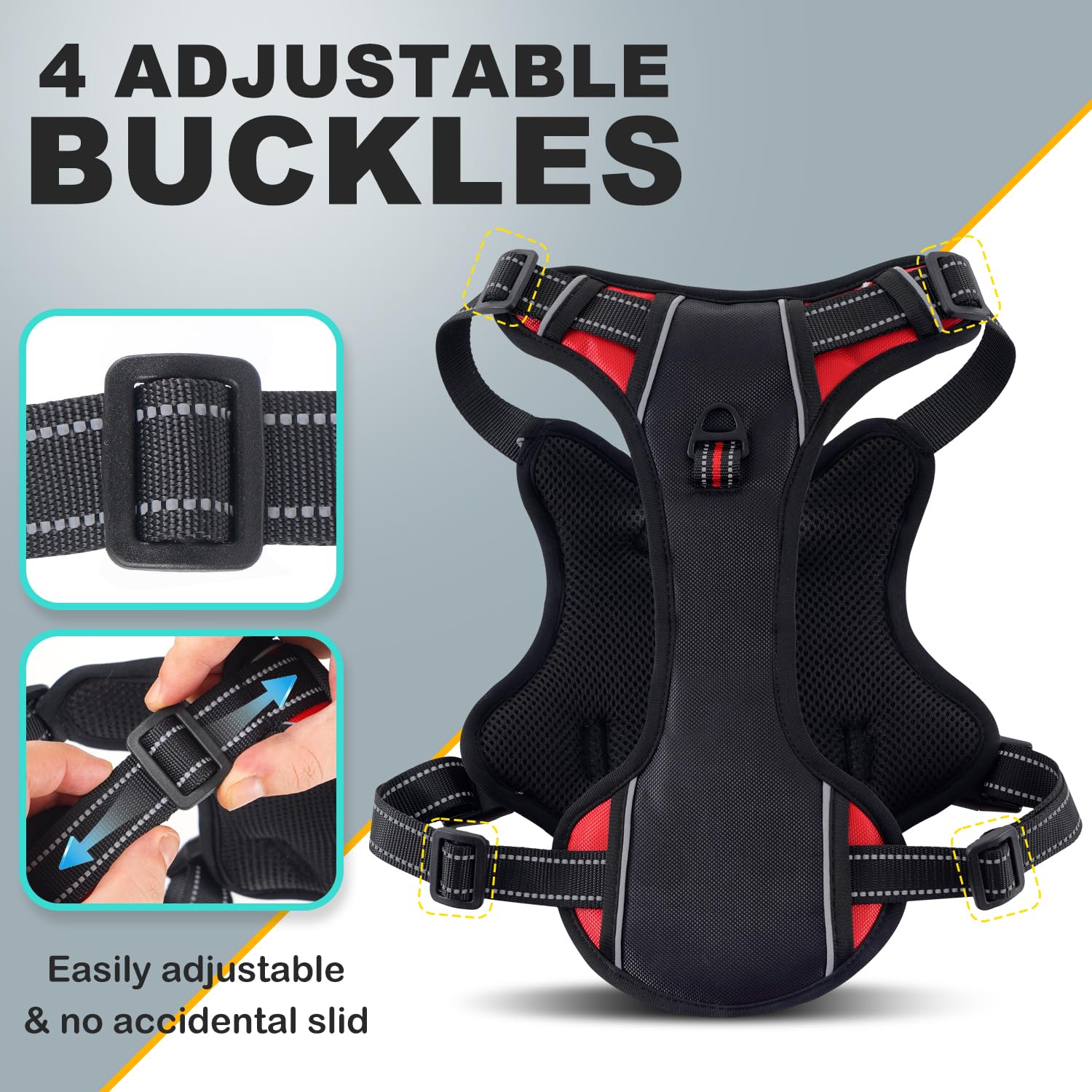 Wocume Dog Vest Harness For Small Dogs With 2 Dog Patches, No Pull Adjustable Dog Harness With Handle For Walking Training, Refl